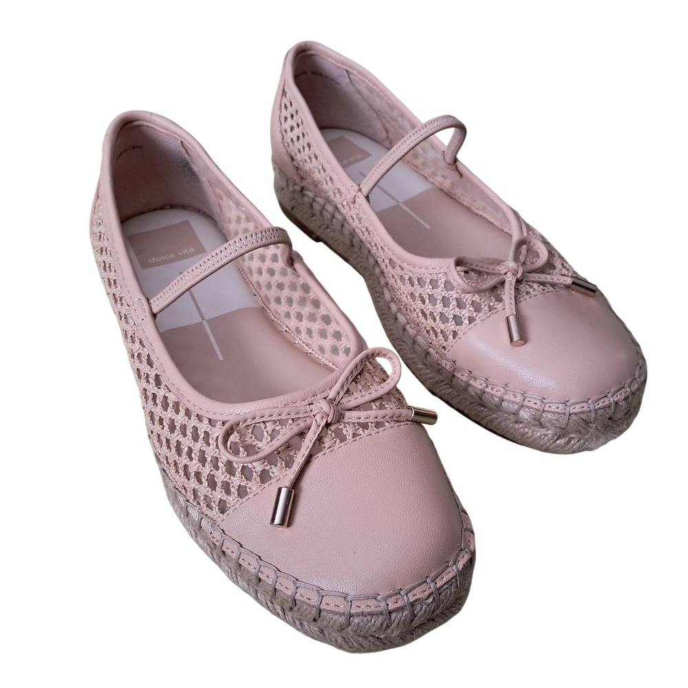 Dolce Vita Women Blush Tan Mesh Mary Jane Espadrille‎ Ballet Flats Size 6.5